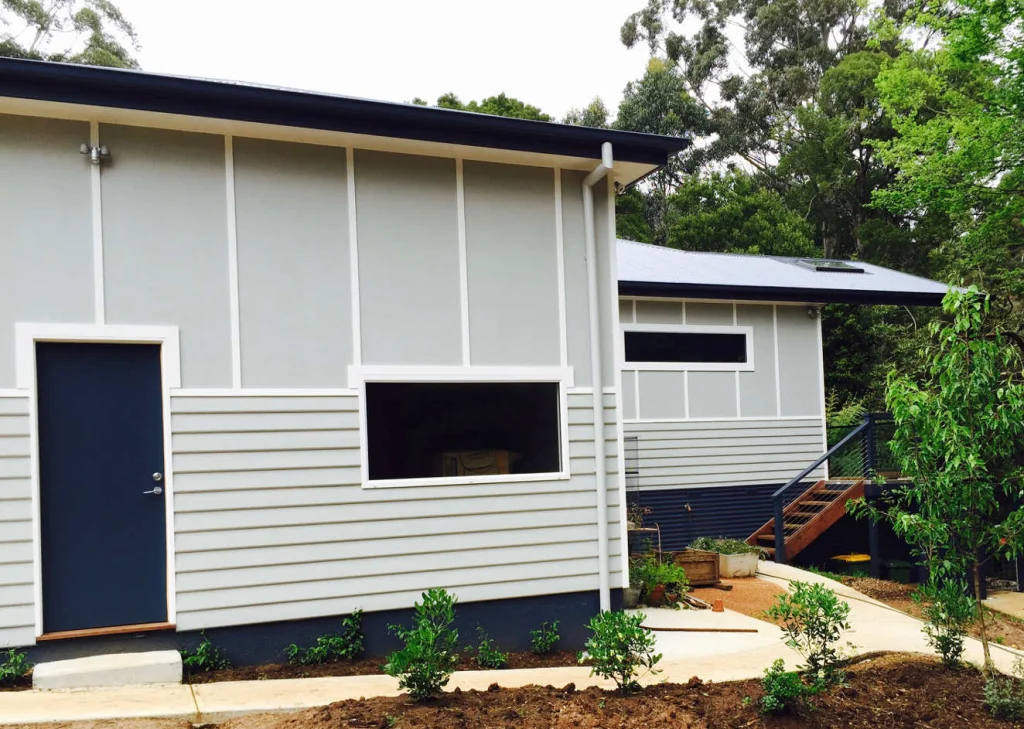 Light weatherboard, navy door